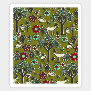 Joyful orchard with bunnies and deer Sticker